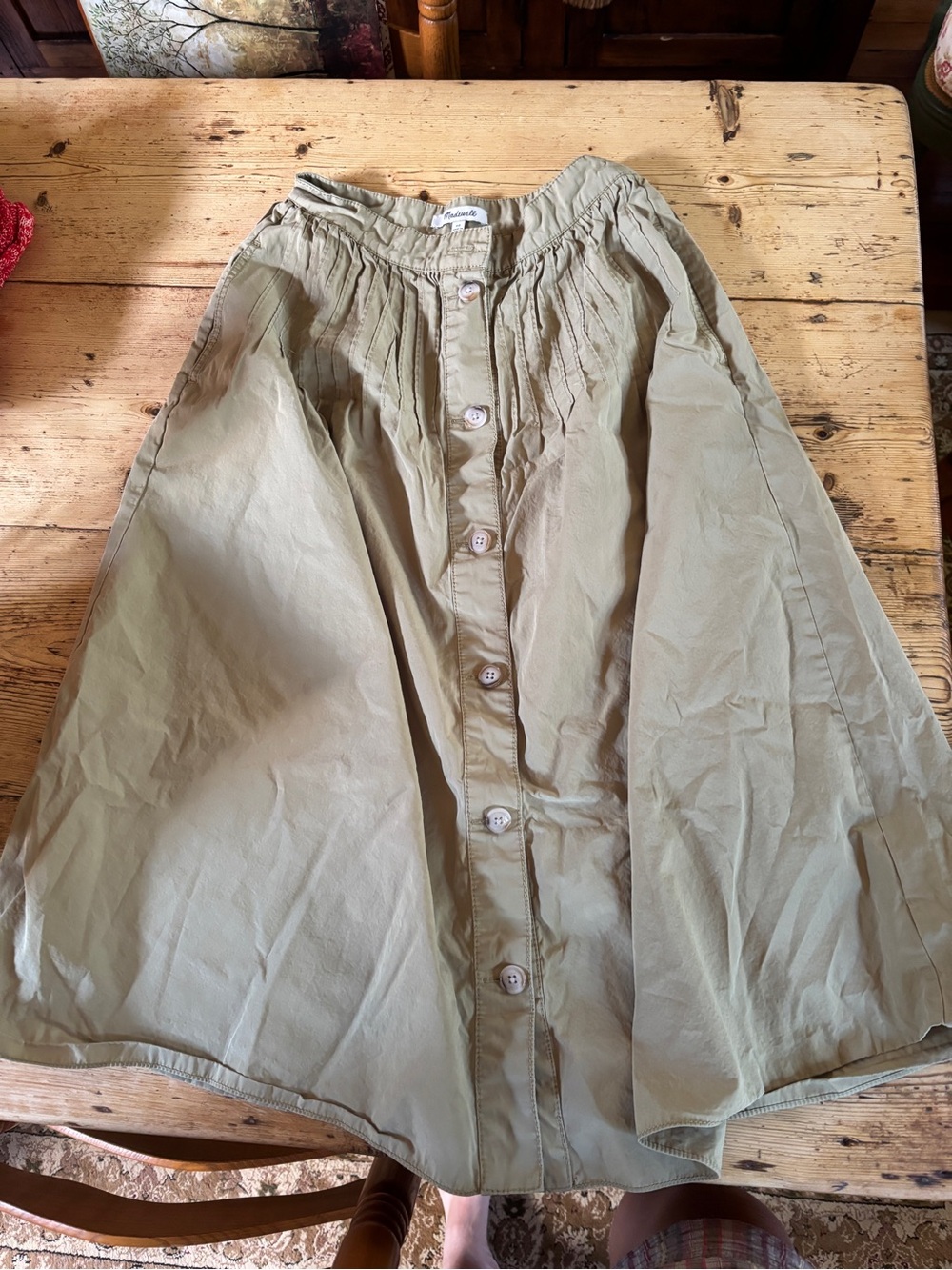Madewell Olive Button-Front Maxi Skirt